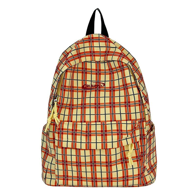 Schoolbag Japanese ins Versatile College Style Plaid Backpack Female, Junior High School High School College Student Class School Bag Travel Backpack