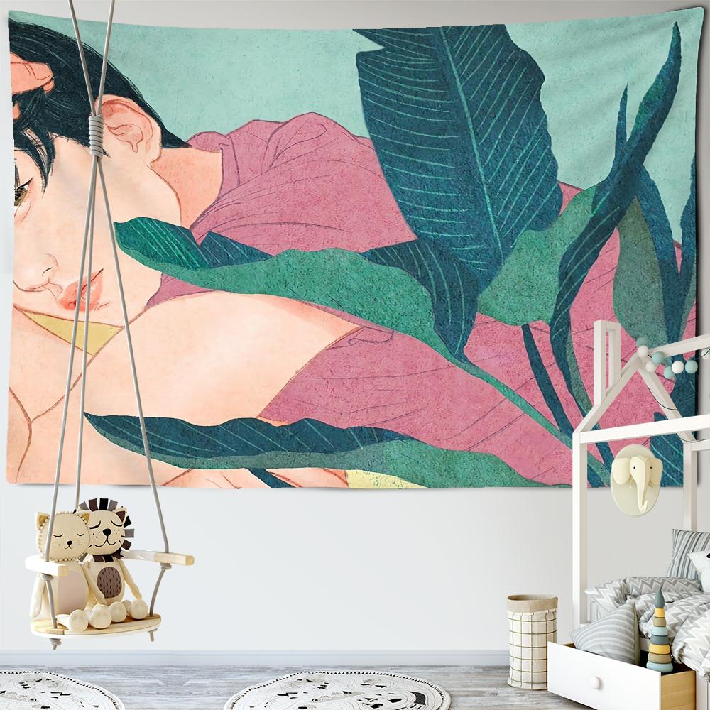 Personalized Girl's Tapestry Wall Hanging Kawaii Hippie Cartoon Art Bedroom Dormitory Curtain Home Decor