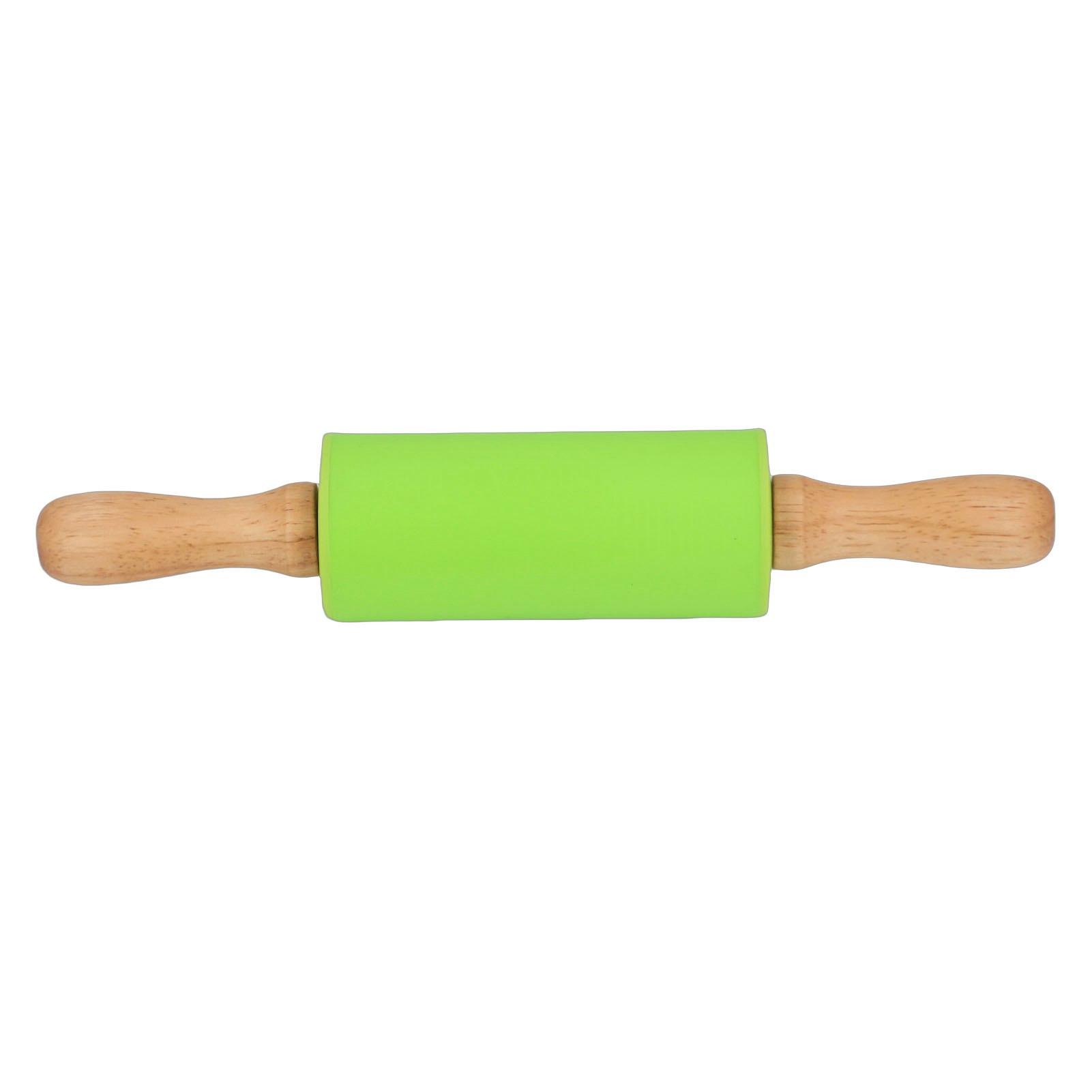 Rotating Silicone Dough Rolling Pin Bread Pastry Baking Roller Kitchen Rolling Tool(Green)