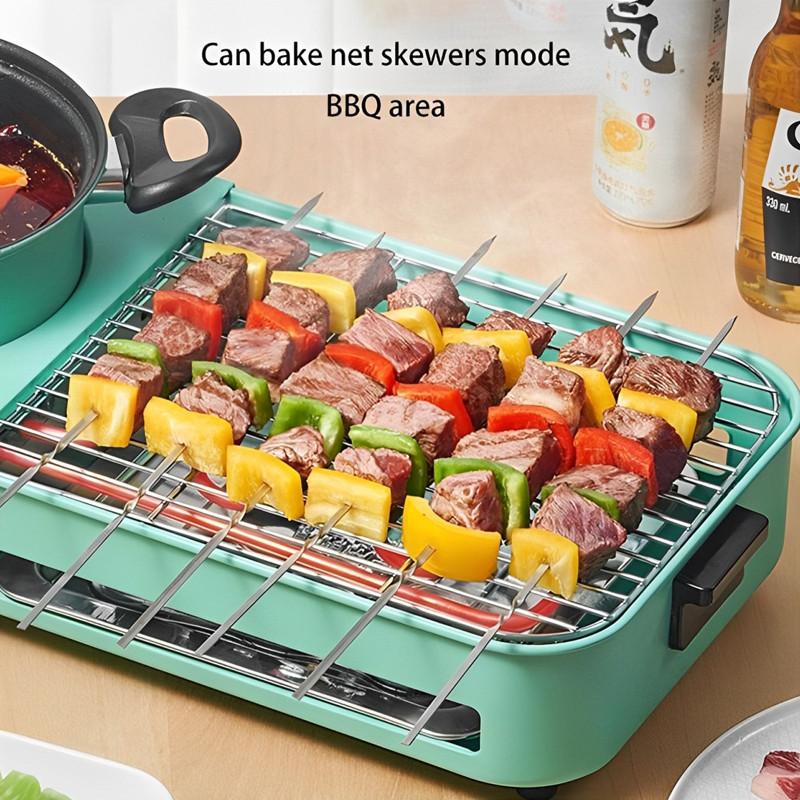 Smokeless Non-Stick Electric Baking Pan 3 In 1 Korean Style BBQ Hot Pot Multi Cooker Machine Multifunctional Electric Grills