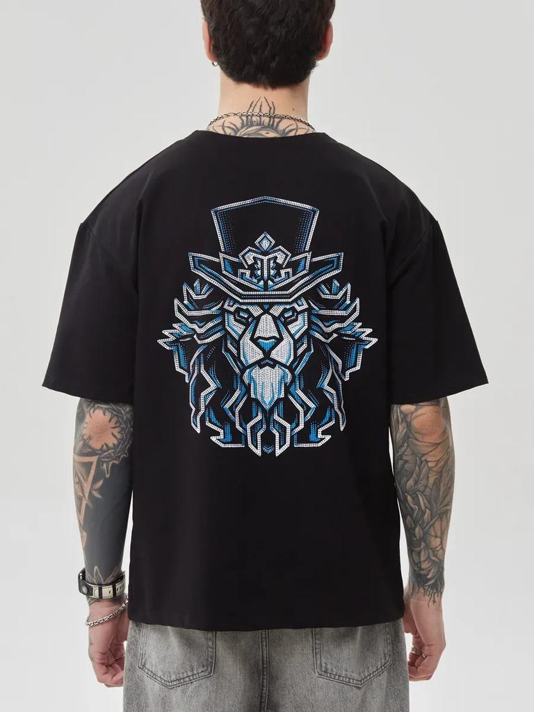 Black Oversized T-Shirt Lion