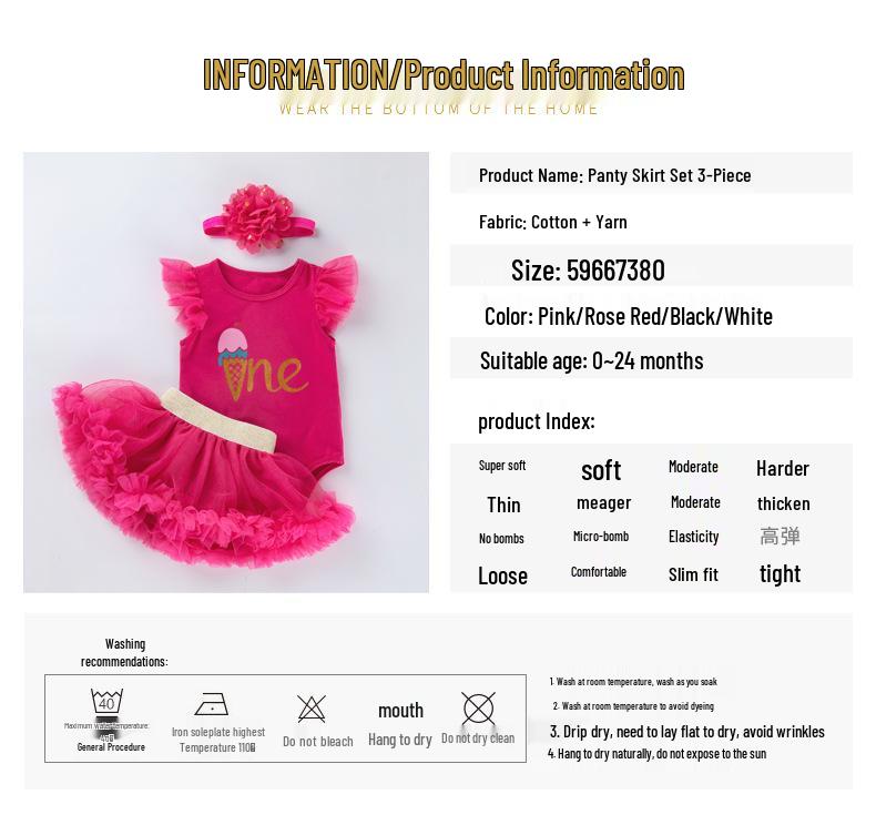 1st Birthday Outfit for Baby Girls: Sleeveless Romper, Skirt, and Bottoms Set