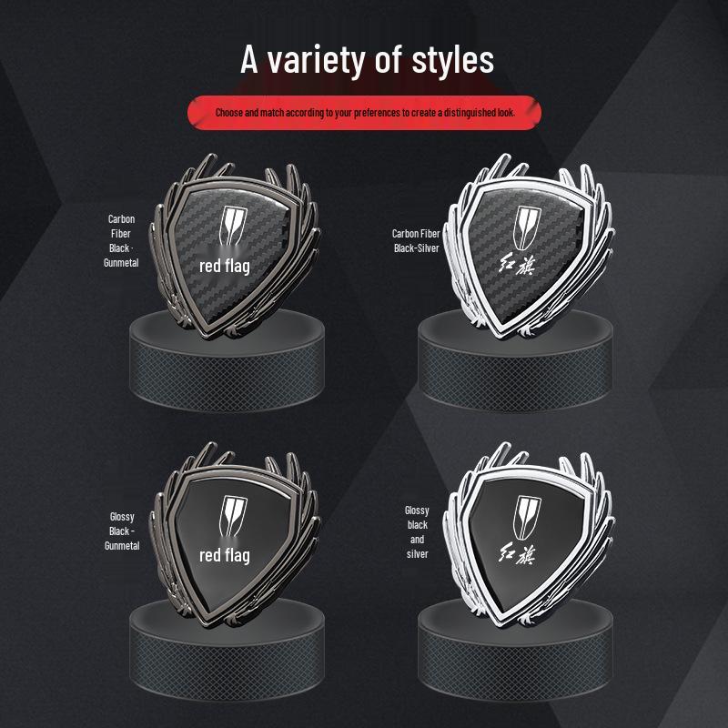 Metal Wing Badge & Decorative Sticker for Hongqi Tiangong 05/06/08 EH7 Car