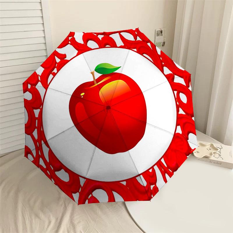 

1PC apple design Automatic Open/Close Umbrella with Windproof, 8-Rib Sturdy Canopy, Durable Ribs, Fashionable Design, Outdoor Accessory, Fun Prin, Hol