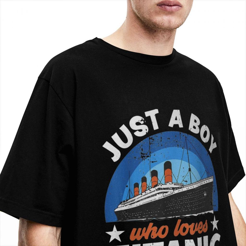 For Boys Who Just Love The RMS Titanic T-Shirt Men Women Funny Humor 100% Cotton Tee Shirt Round Collar Short Sleeve Summer Tops