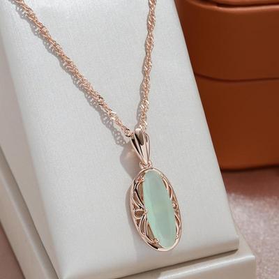Gioielli di moda a catena con onda d'acqua, collana con pendente in zircone ovale verde rosso blu di lusso