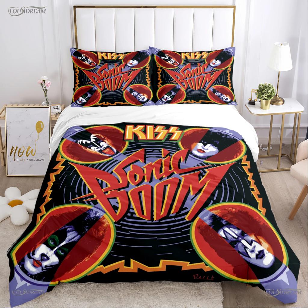 Kiss Band Rock Music All Season Duvet Cover Comforter Bedding Set Soft Quilt Cover And Pillowcases Teen Single/Double/Queen/King