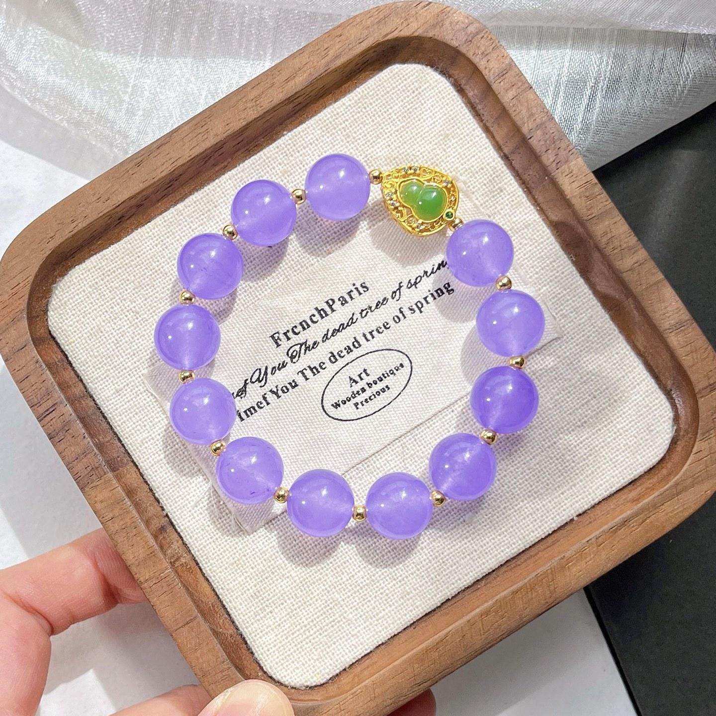 12Mm Violet Emerald Quartzite Stone Bracelet Bracelet