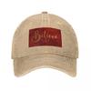 Believe Word Art In Gold Color Script Typography On Red Burgundy Background Baseball Cap Beach Anime Girl Unisexs