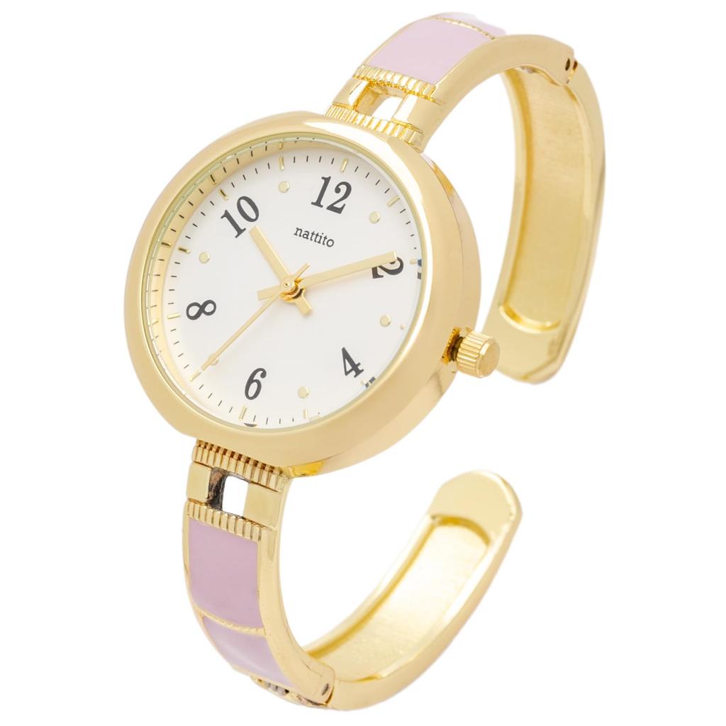 Fieldwork Analog Watch with Metal Strap and Epocolor Cattery Women's Bangle, Pink, YM123-2