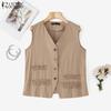 ZANZEA Women Casual V-Neck Summer Sleeveless Vest Tops