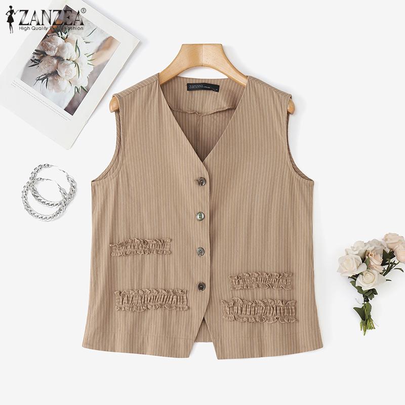 ZANZEA Women Casual V-Neck Summer Sleeveless Vest Tops