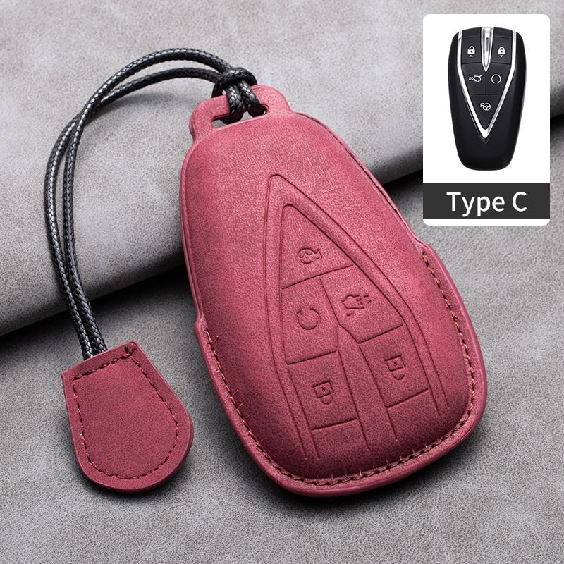Leather Car Key Case Cover Fob For Changan CS35PLUS CS35 Plus CS55 PLUS CS75 PLUS Eado UNI-T UNI K Oushang X5 X7 EV 2019-2025