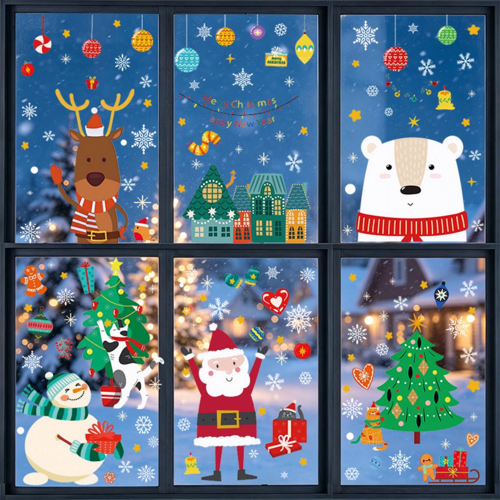 Christmas Static Cling Window Stickers for Living Room Bedroom Holiday Party Decorations