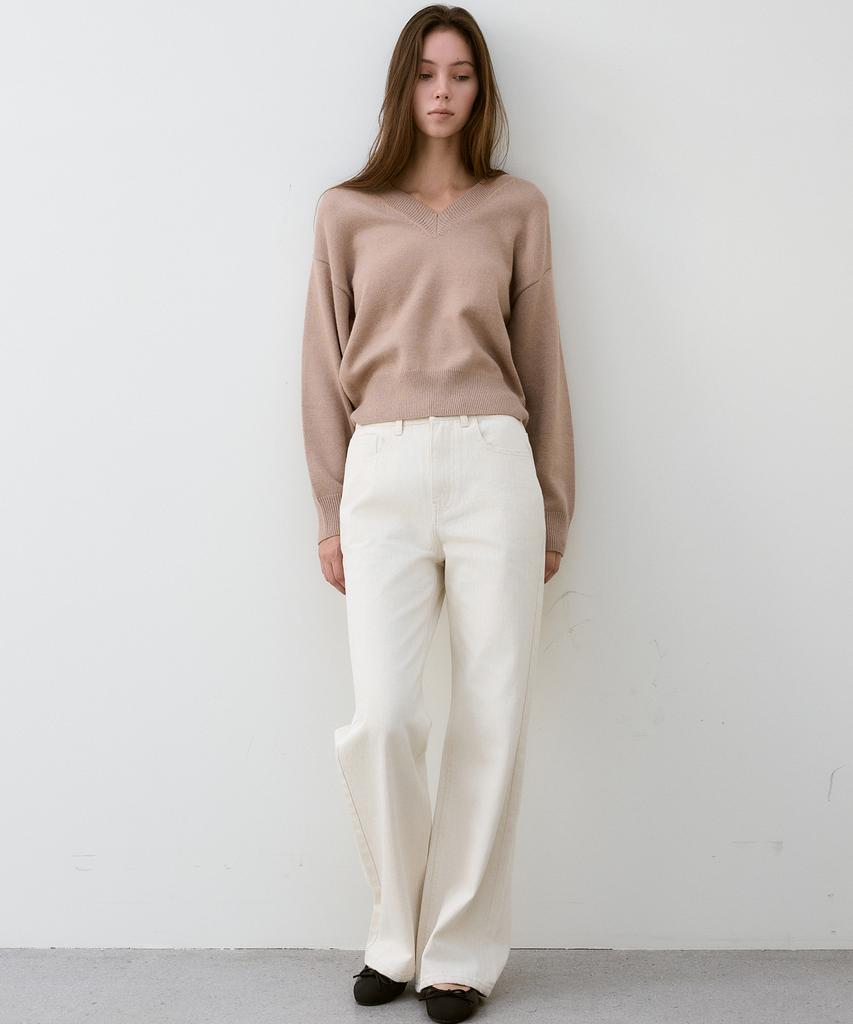 ANTOME Ciel V-Neck Knit (Beige)