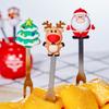 5pcs/Set Dessert Fruit Forks Christmas Stainless Steel Mini Salad Food Dinnerware Cutlery Set