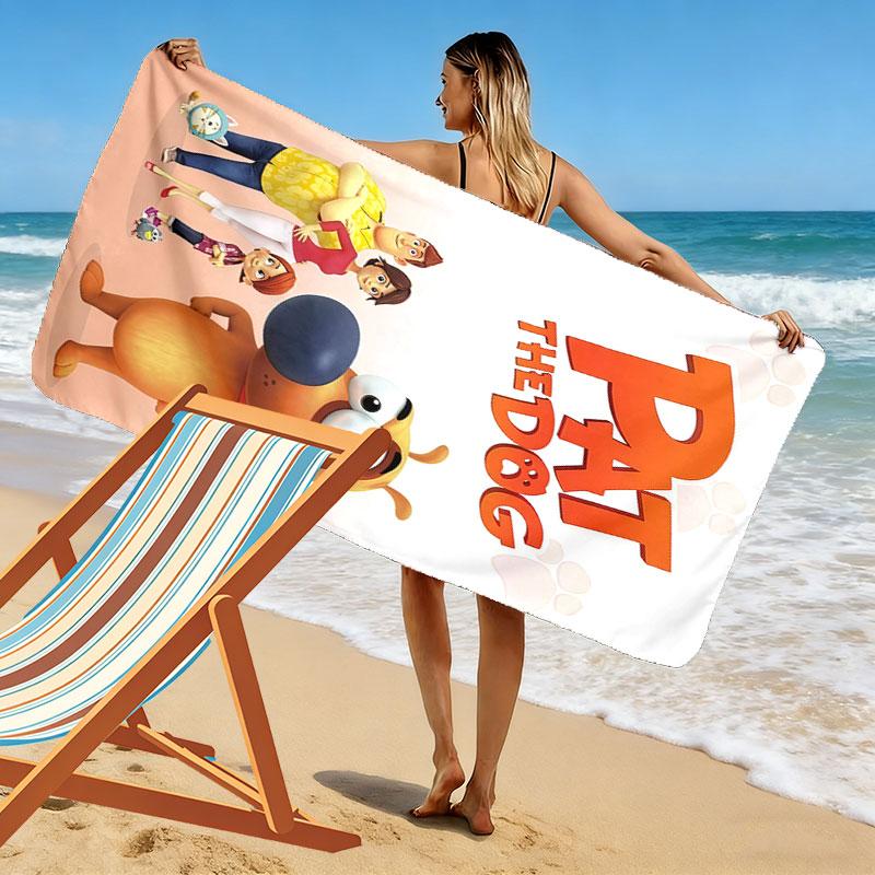 Pat the Dog Print Beach Towel, Large Soft Quick Dry Towel for Beach Camping Swimming