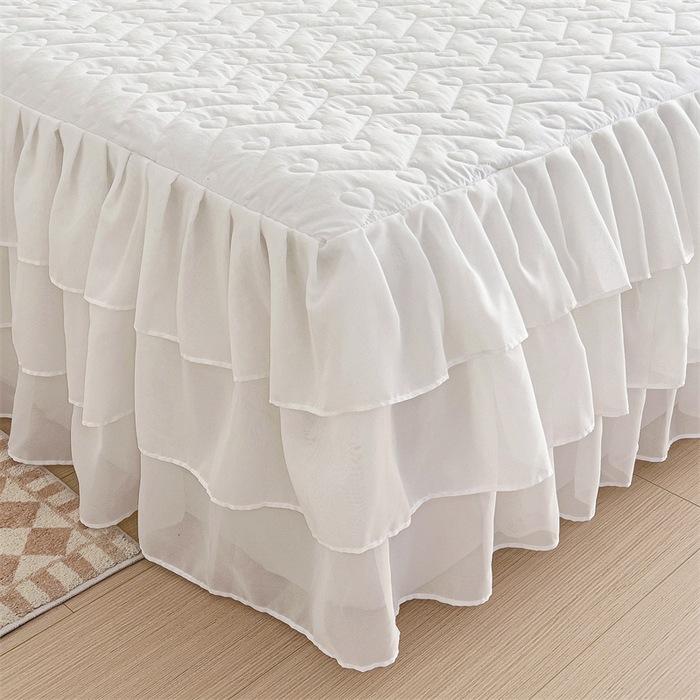 Koronka ze wzorem w kształcie serca Falbana do łóżka Wysokiej klasy Pikowana Szyfonowy dół Narzuta Miękka Wygodna Antypoślizgowa Prześcieradła Pościel