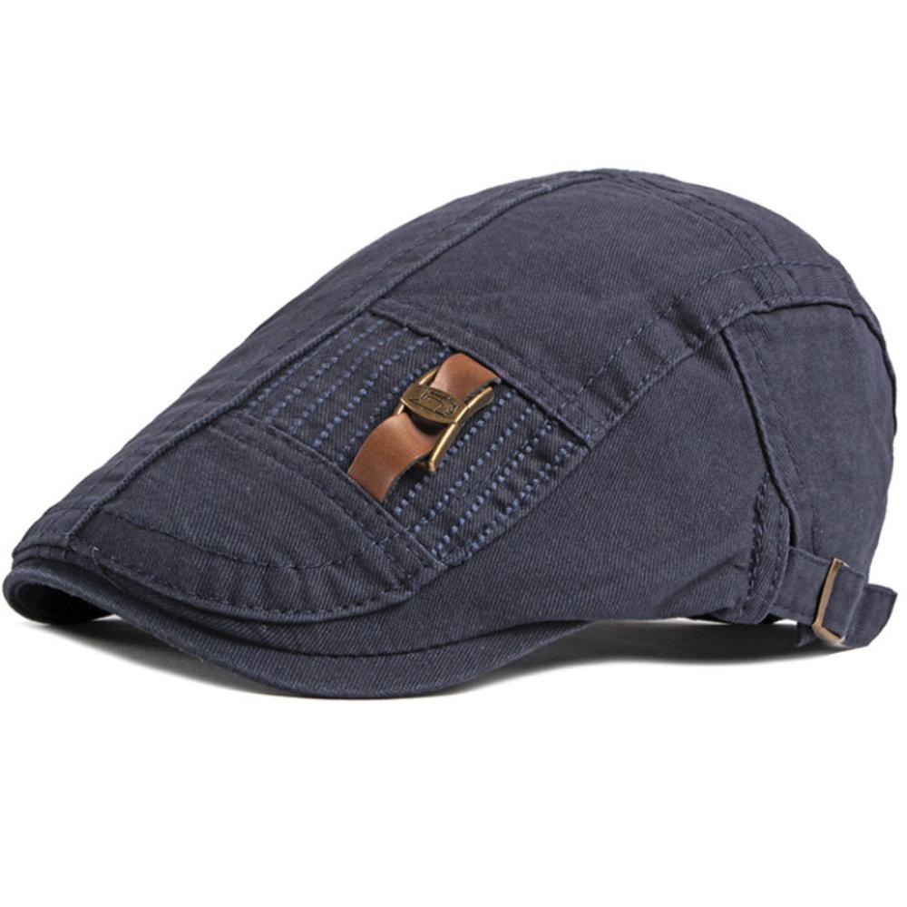 

HT2916 Mens Berets Women 100% Cotton Ivy Flat Cap Male Female Artist Painter Beret Hat Spring Summer Autumn Adjustable Beret Cap 56-60cm Adjustable темно-синього кольору