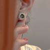 Retro black zircon stud earrings for women's niche light luxury simple design high-end autumn and winter versatile earrings women's ear jewelry