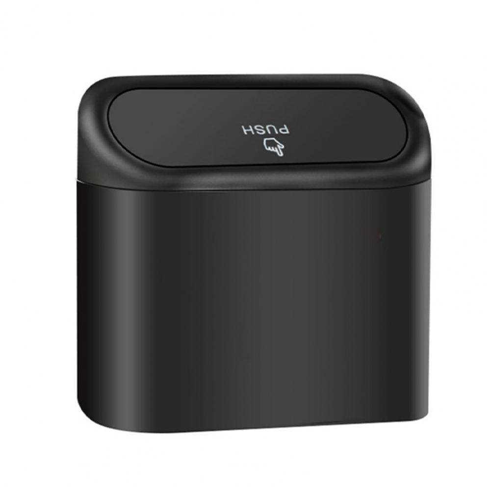 Waterproof Car Trash Bin with Lid Mini Hanging Dustbin Garbage Organizer Pressing Trash Can Garbage Container Bin Vehicle Home O чёрный