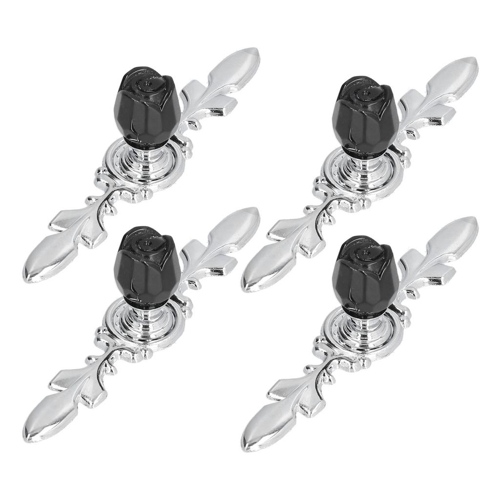 4 Pcs Crystal Handle with Plate European Style Modern Simple Pulls Handles for Drawer Dreser Cabinets