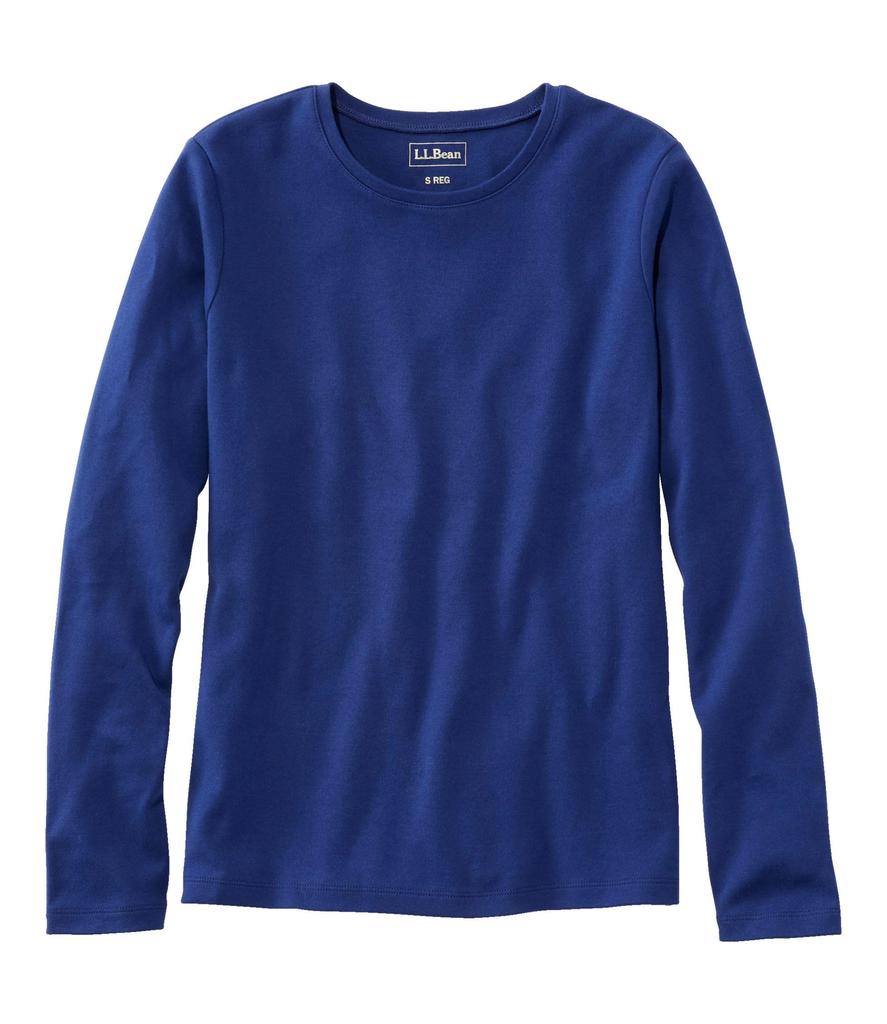 L.L.Bean Women's Long Sleeve Crew Neck Tee, US Fit Regular, Size L, Alpine Blue, 0ND1698006