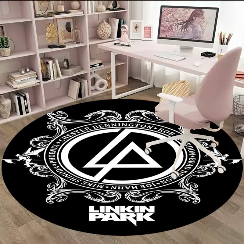 1pc Linkin Park2 Print Round Carpet Chair Round Carpet Suitable for Bedroom Living Room Home Decorative Carpet