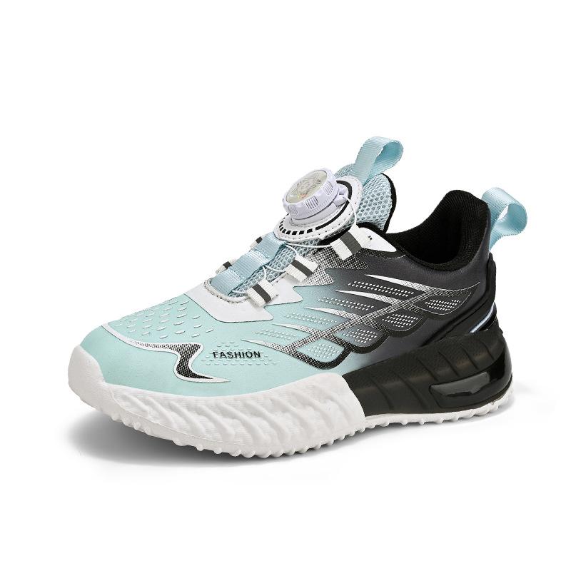 Children's and Boys' Sports Shoes 2025 New Leather Non-slip Rotary Buckle Running Shoes Medium and Older Children's Casual Sports Shoes Trend