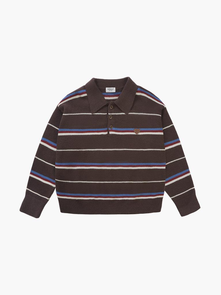 Mellotoli Striped Knit Collared T-Shirt (2 Colors)