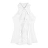 Ruffle Edge Sleeveless Shirt Top Women's Summer French Temperament Medium and Long Waist Slim Shirt Short Skirt