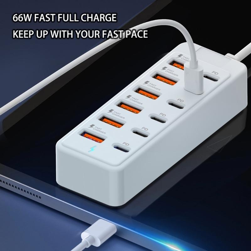 Multiport USB C und USB A Ladeadapter Steckdose Unterstützt 12 Geräte Gleichzeitiges Laden Adapterstationen