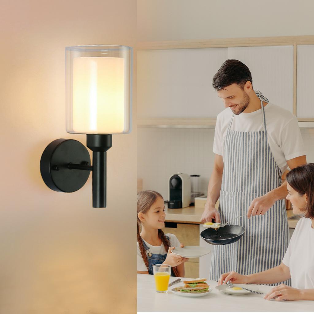 Modern Metal Wall Lamp Antique Funnel Glass Shade Wall Sconce Light Fixtures Loft Bedroom Bathroom Bedside Mirror Lighting