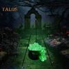 Bubbling Cauldron Set Large Witches Cauldron with String Light Black Plastic Bowl Candy Bucket Halloween Outdoor Indoor Decoration