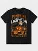 Unisex T-shirt Big & Tall Men'S for Pumpkin Lights On Jack-O-Lanterns And Warm Nighttime Harvest Artwork Graphic T-
