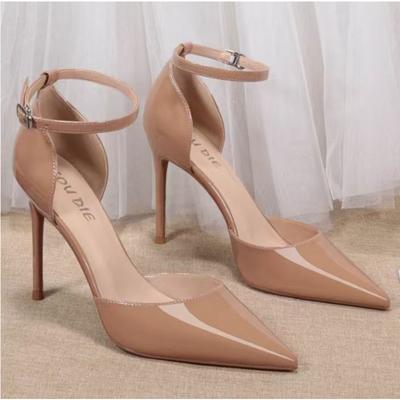 Fashion Pointed Head Shallow Mouth Sandals Are Not Tired Women's Single Shoes Spring and Summer New Sexy Stiletto High Heels Women