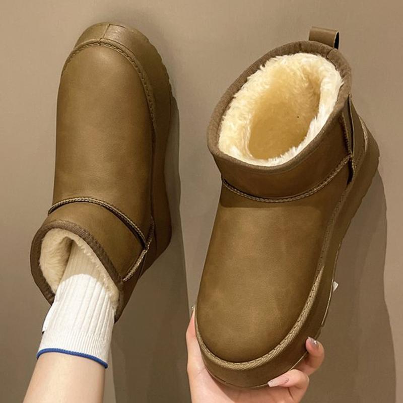 Fashion Winter Solid Color Platform Plush Snow Boots Woman Faux Fur Warm Ankle Boots Women Comfortable Plus Size Non Slip Botas Female