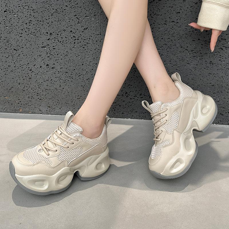 Platform dad shoes autumn new leather small ins trendy breathable sports and leisure shoes