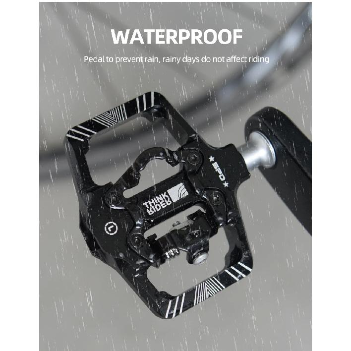 ThinkRider Bicycle Lock Pedal 2 In 1 With Free Cleat For SPD System MTB Road Aluminum Anti-slip Sealed Bearing Lock Accessories