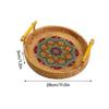 Wicker Weave Rattan Serving Tray Round Shape Round Wicker Basket Woven Rattan Tray  Fruit Serving