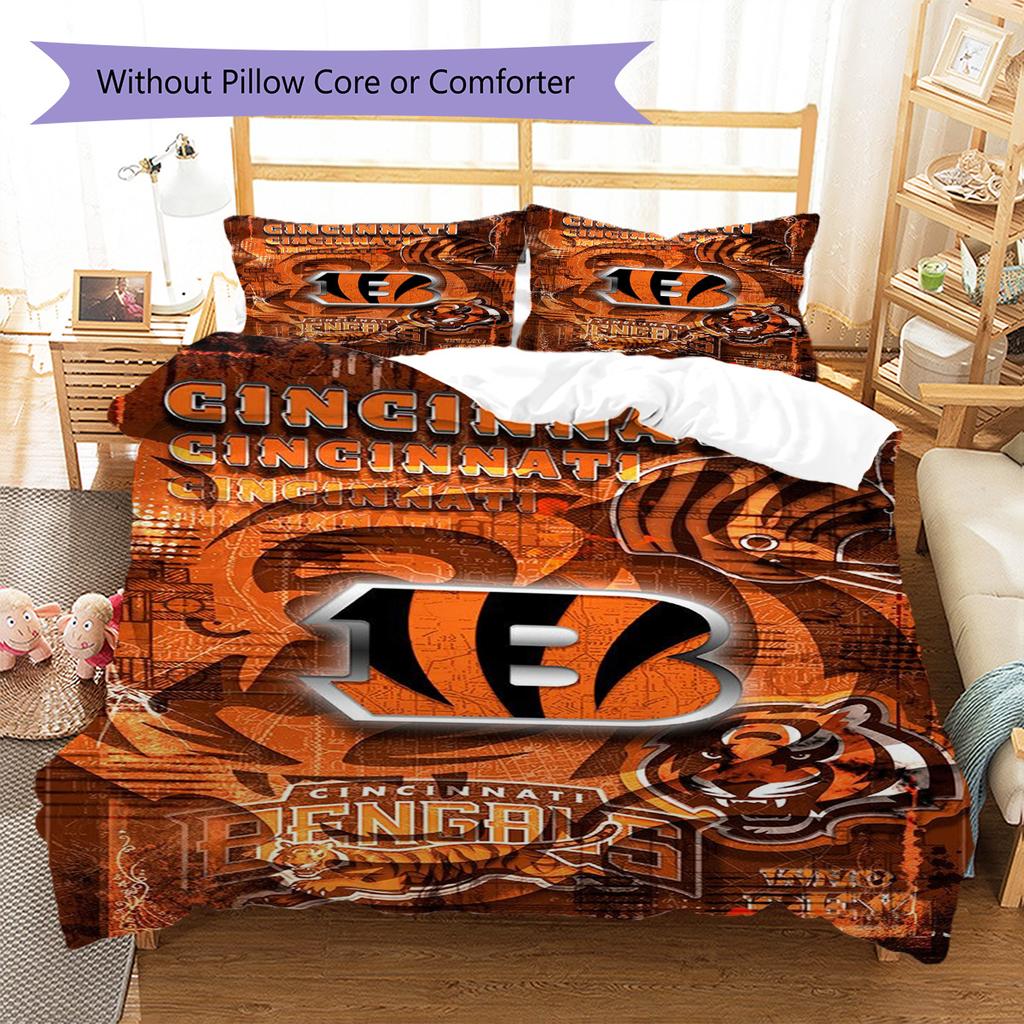 Cincinnati Bengals Pattern Bedding Set Quilt Cover Pillowcase Home Decor Gift (1 * duvet cover + 2 * pillowcase, without core)