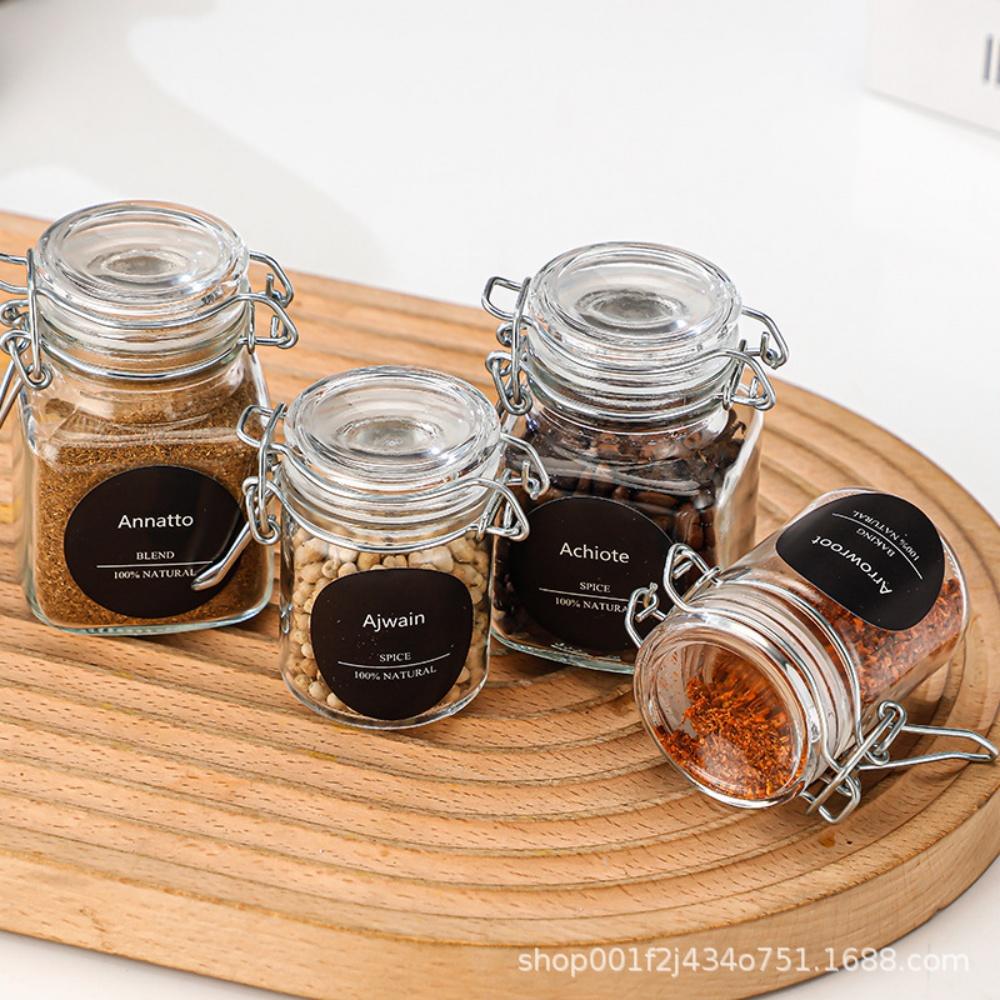 50/100ml Glass Bottle Sealed Storage Jar with Buckle Airtight Locking Lid Big Mouth Kitchen Bottles for Coffee Beans Fruits Nuts