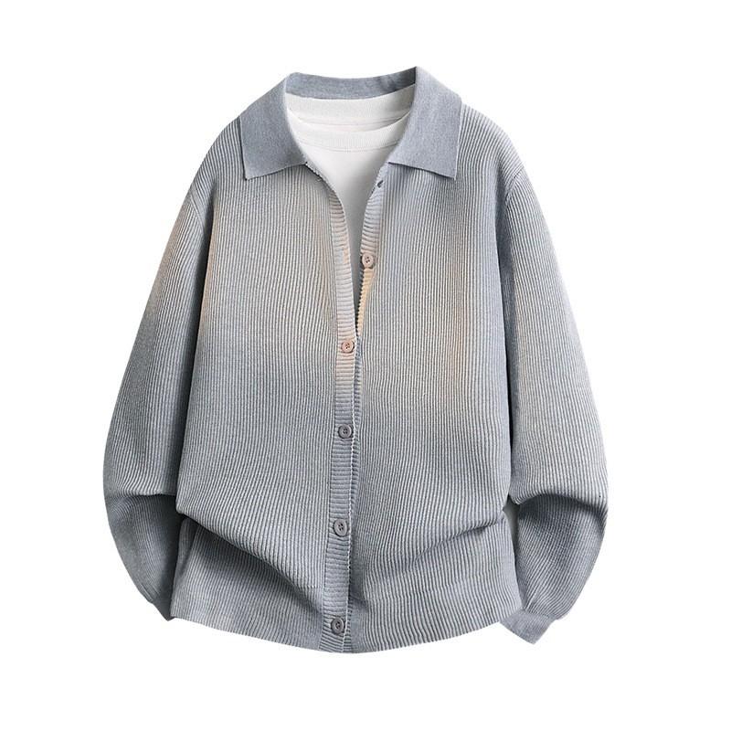 Mens Oversized Knit Cardigan With Lapel Collar Button Front Casual Sweater Winter Daily Wear