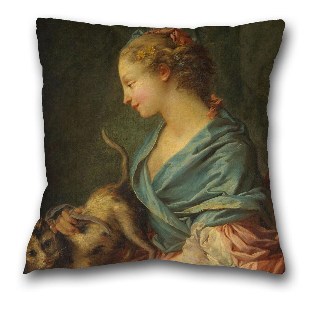Artistic oil painting pattern throw pillow cover with short plush print living room sofa decoration cushion cover pillow covers