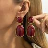 Vintage Gemstones Resin Dangle Earrings Resin Alloy Elegant Geometric Earrings Irregular Shape Sweet Piercing Earrings