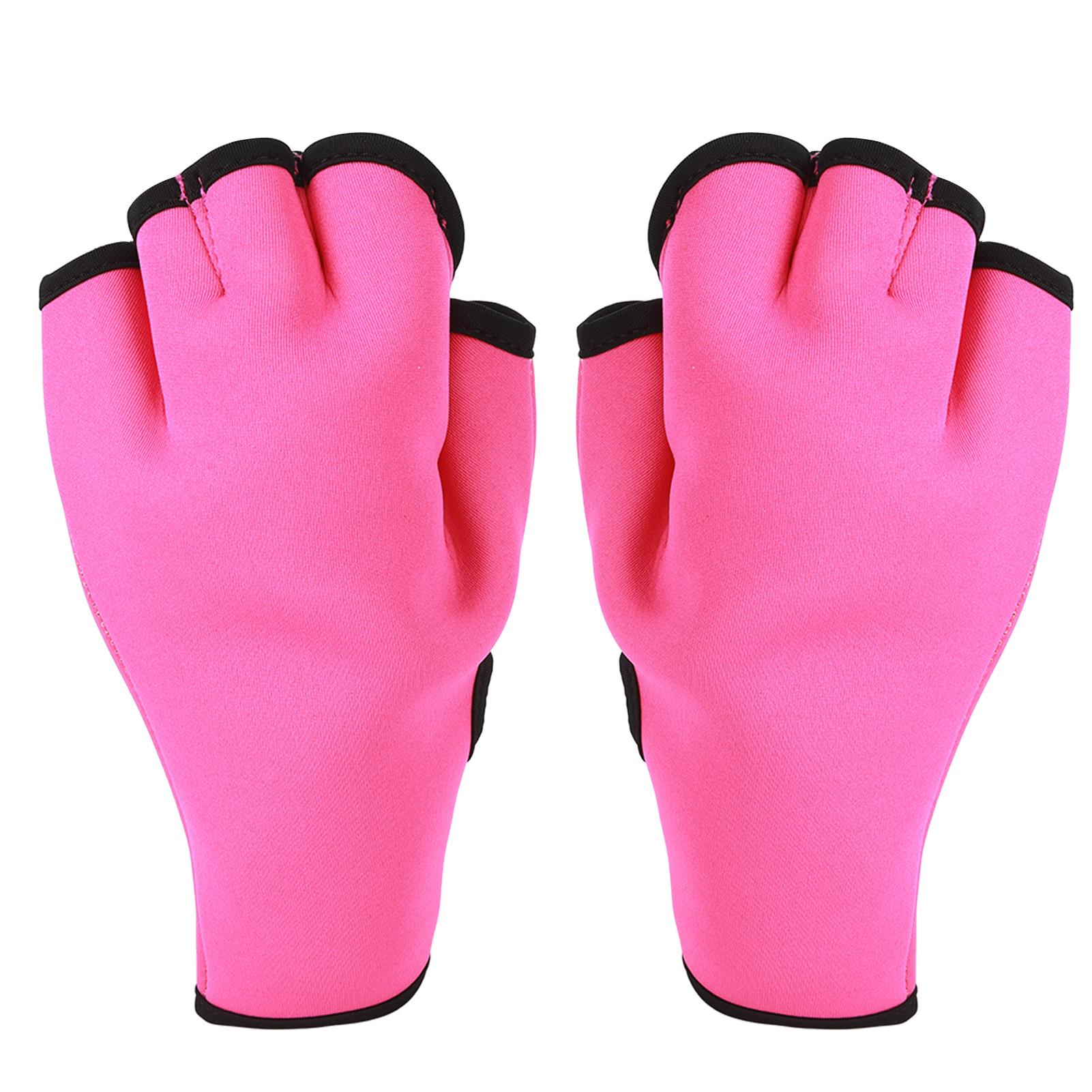 

1 Pair Swimming Webbed Gloves Slip Resistant Half Finger Swim Training Gloves Diving Equipment for Kids Children Pink L