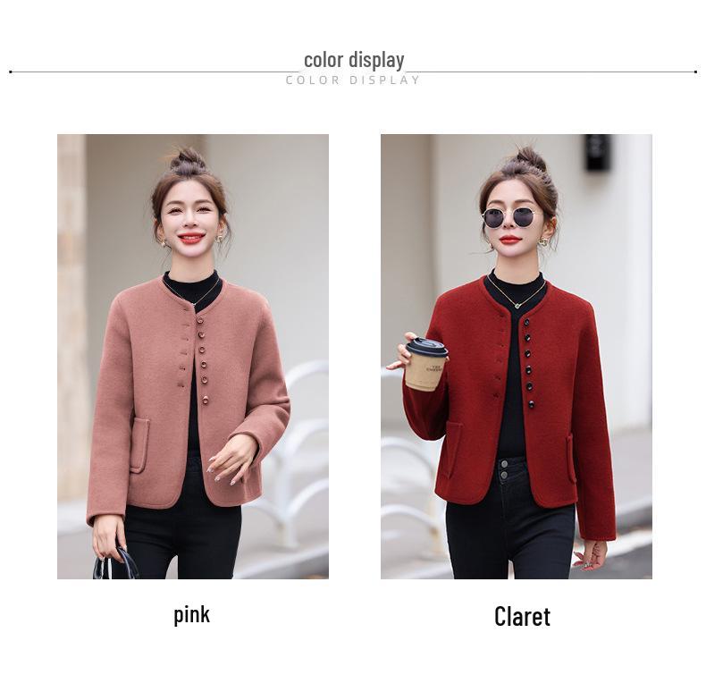 2024 Women's Petite Single-Breasted Slim Wool Coat in Solid Colors - Trendy Short Design for Winter