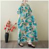 Women's Vintage Long Dress with Cotton and Linen Patterns