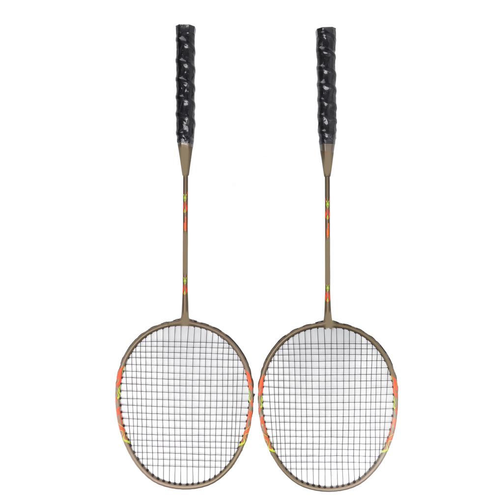Set di 2 Racchette da Badminton Leggere in Lega di Ferro Monopezzo con Borsa portaoggetti per Principianti