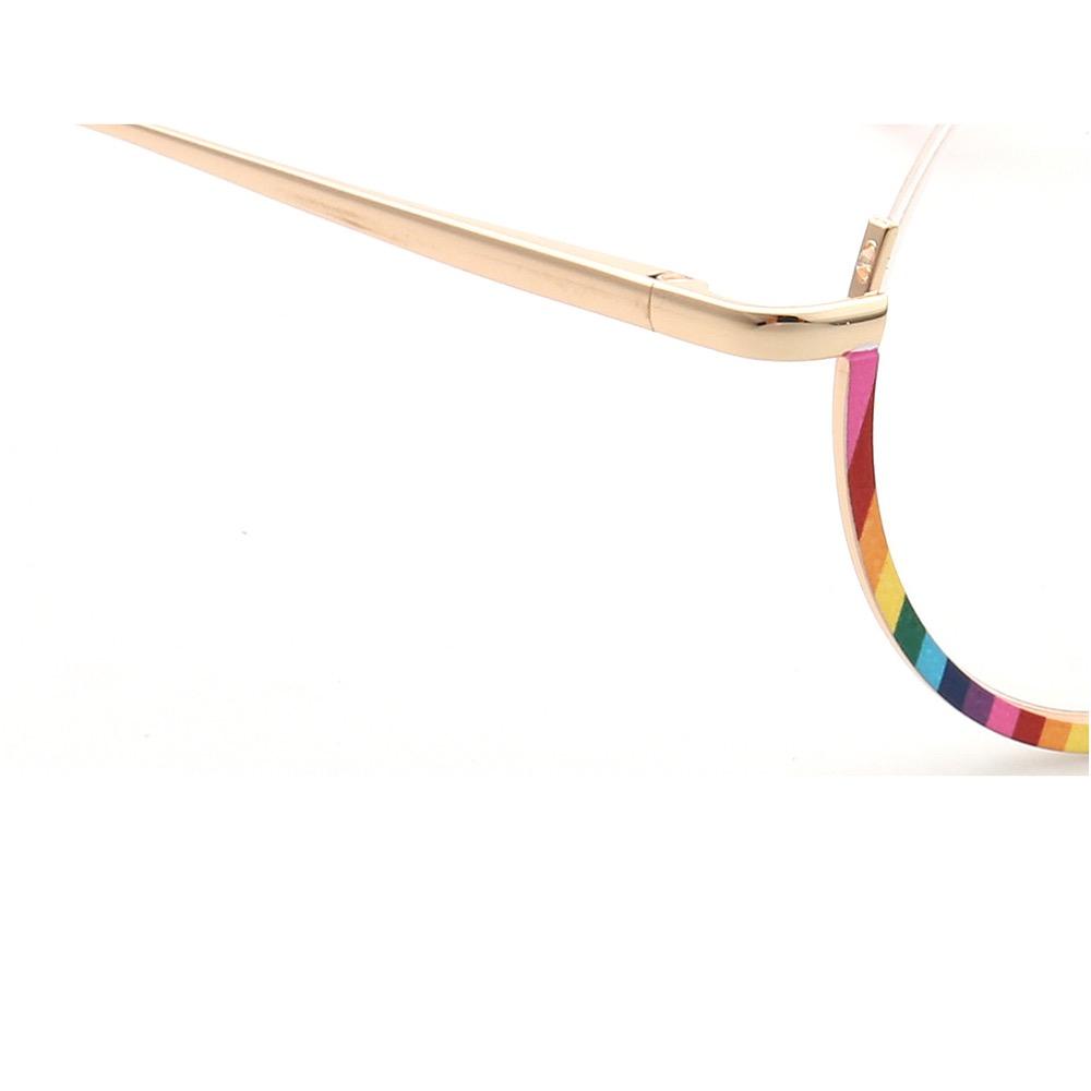 Vintage Half Rim Women Round Glasses Frames For Women Optical Eyeglasses Metal Eyewear Rainbow Prescription Spectacles Oversize